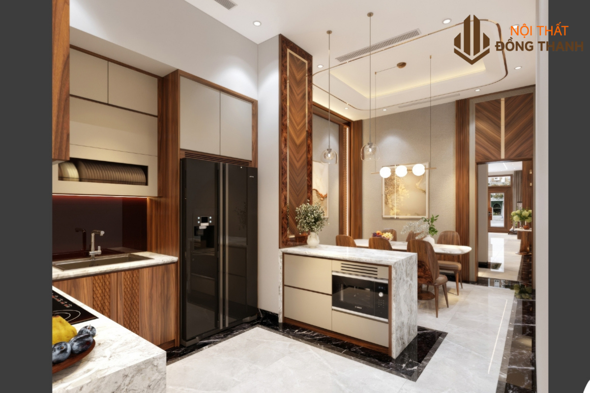 Tủ bếp cao kịch trần cùng không giản rửa bát, nấu nướng riêng