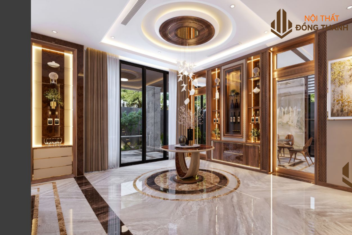Không gian tiền sảnh sáng tạo và sang trọng
