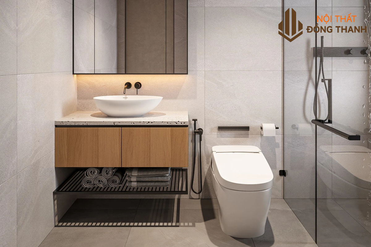 Khu vực vệ sinh và rửa mặt được đặt riêng với khu vực tắm
