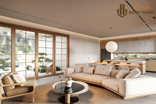 Không gian mở với hệ cửa lùa liền kề khu vực sân vườn
