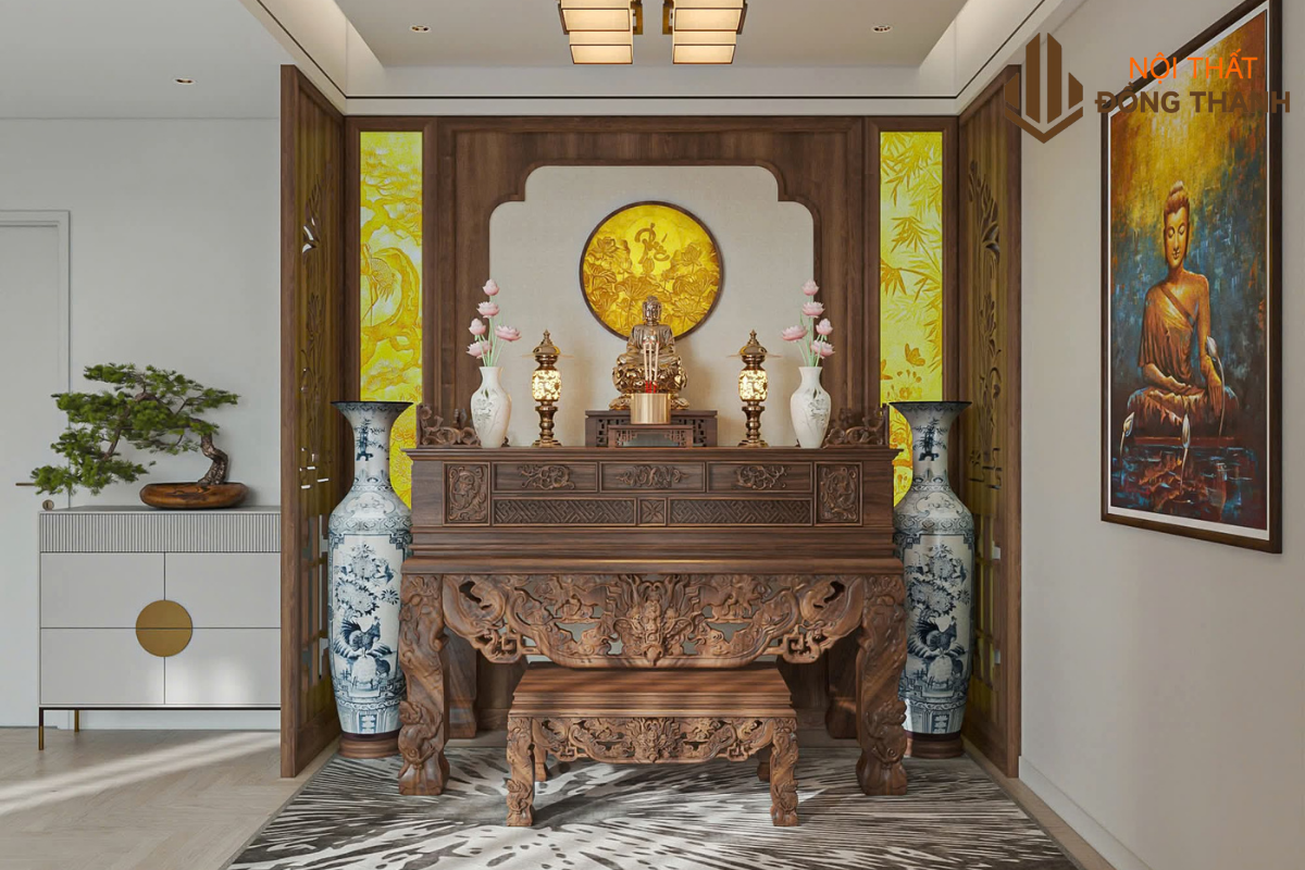 Phòng thờ được đặt ở vị trí cao nhất, đón tài lộc cho gia chủ