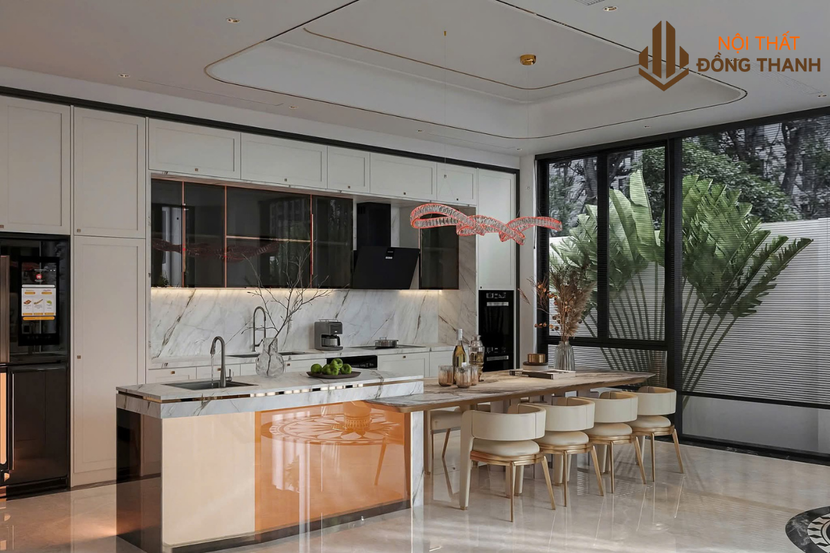 Không gian phòng bếp và bàn ăn phong cách Châu Âu