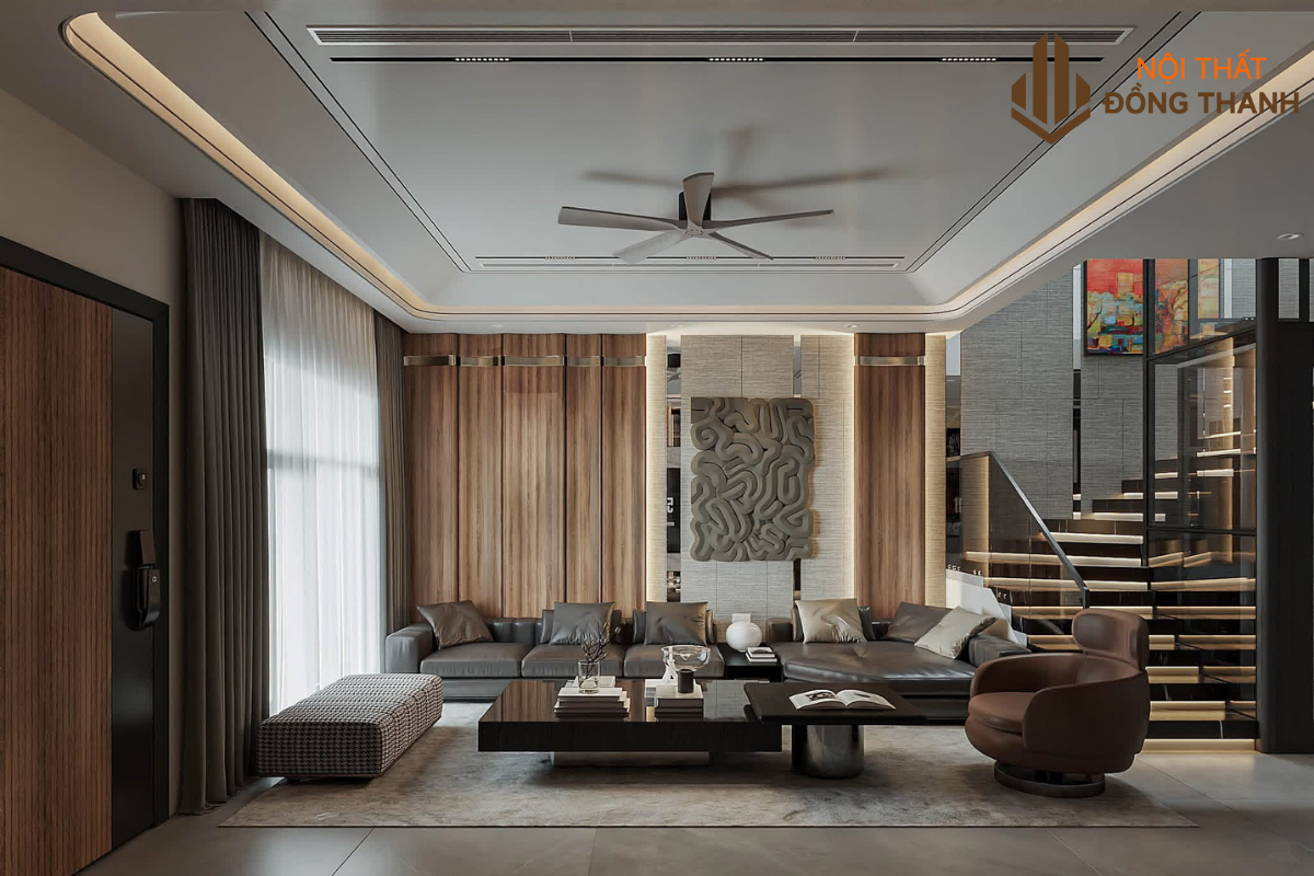 Phòng khách với phong cách đơn giản, phù hợp tính cách gia chủ