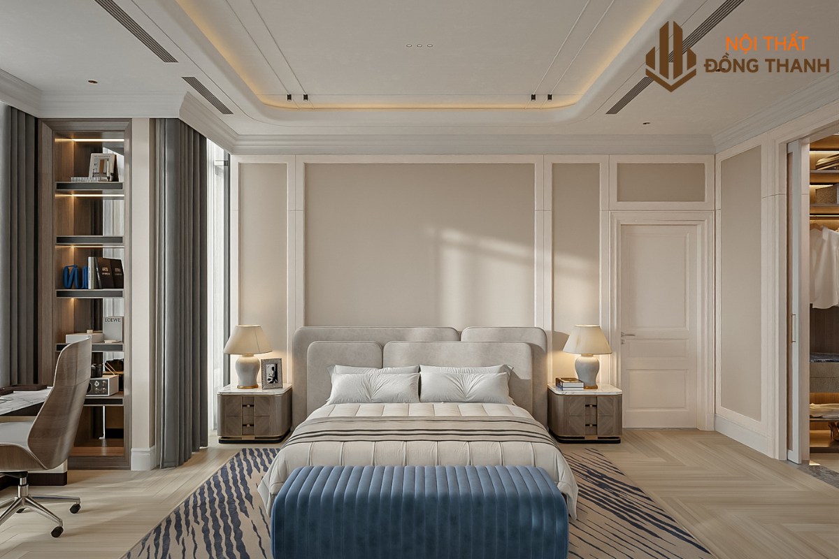 Trần thạch cao kết hợp hệ đèn led ánh sáng vàng ấm