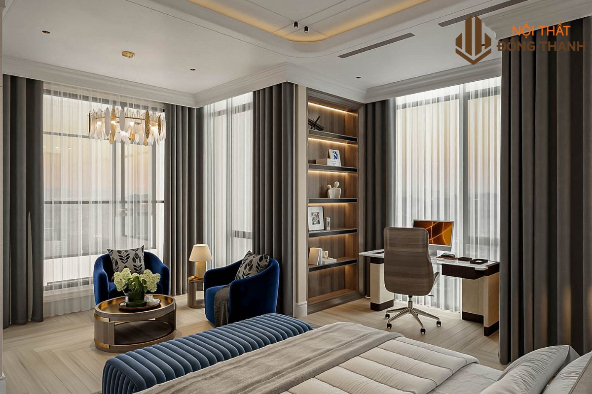 Kết hợp chung với bàn trà, hệ tủ và bàn làm việc