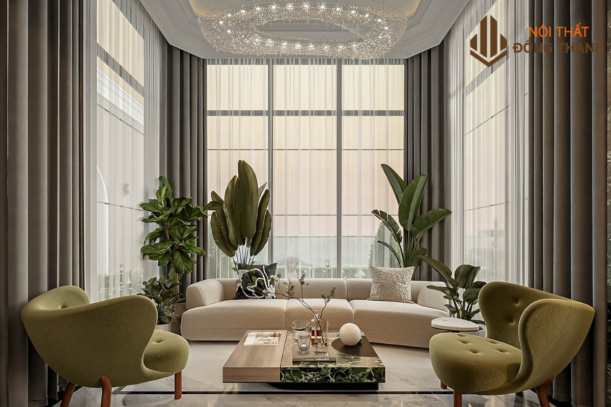 Sử dụng hệ đèn trần trên cao mang lại cảm giác thoáng