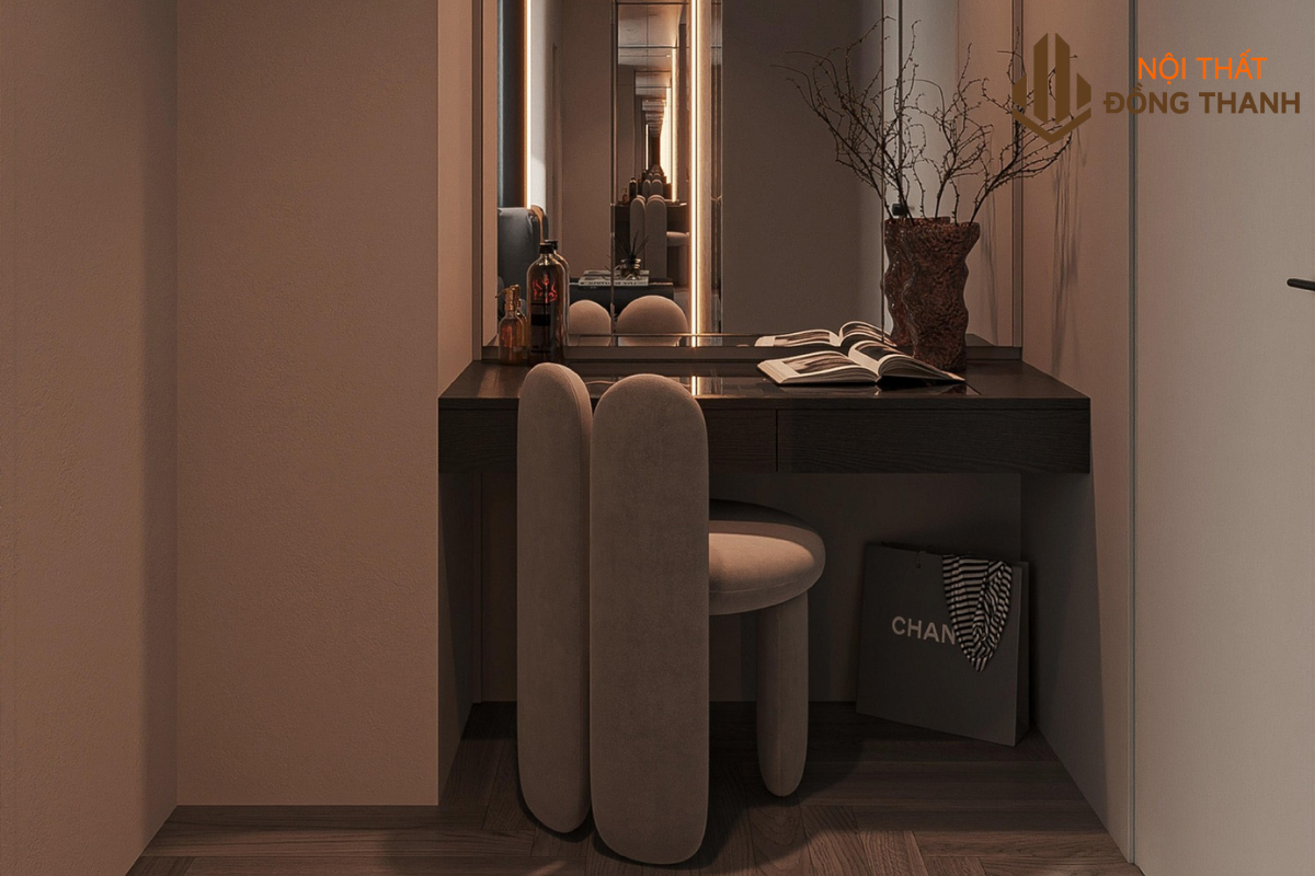 Có bàn trang điểm và gương đèn led hiện đại