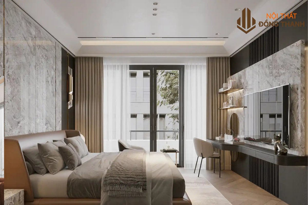 Không gian phòng ngủ được đặt giường kingsize