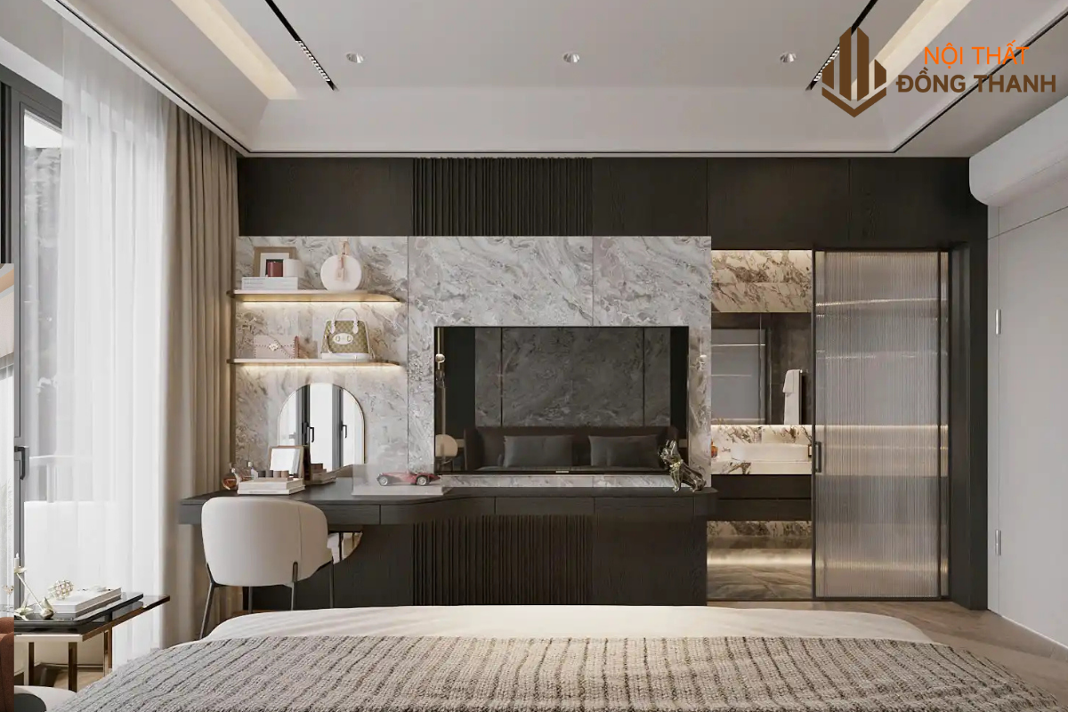 Vách ti vi kèm vân đá sang trọng