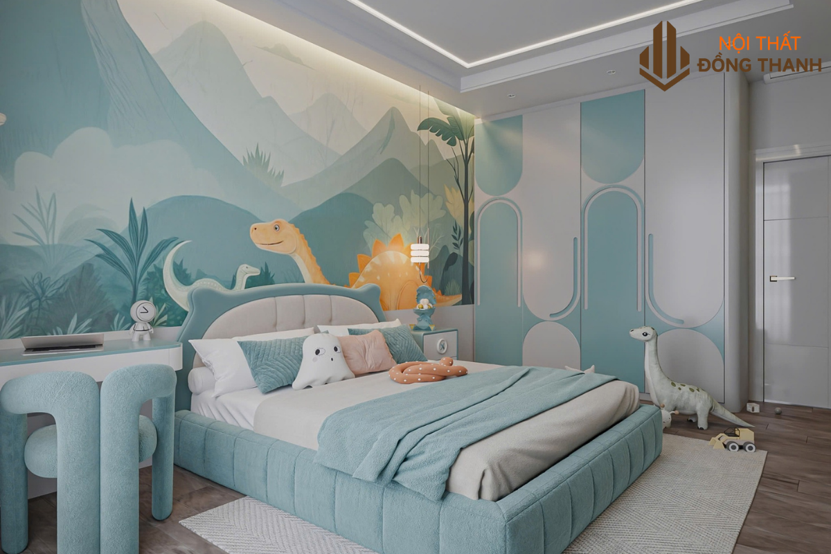 Phòng ngủ cho con được thiết kế với tone màu sáng a