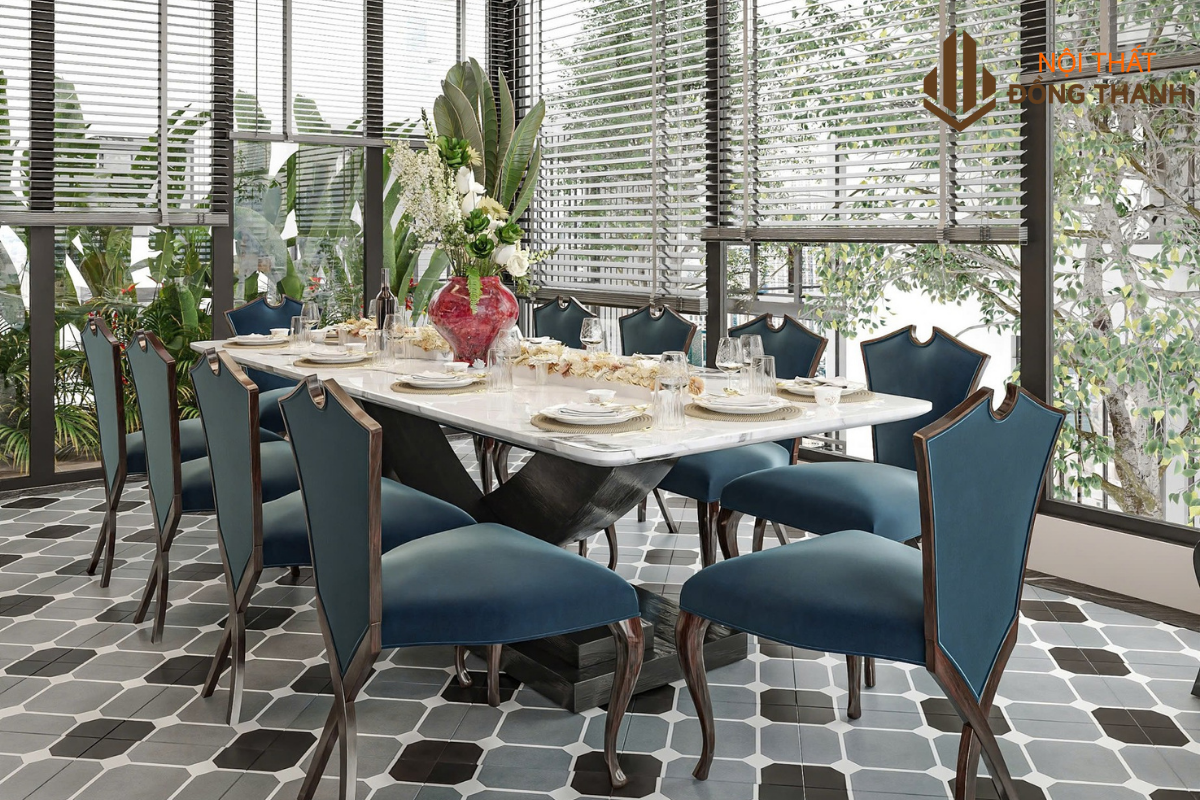 Không gian phòng ăn hòa với thiên nhiên