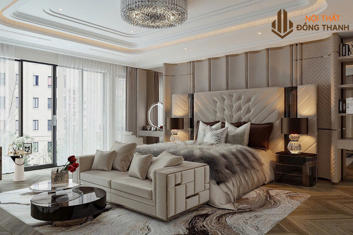 Thiết kế không gian với đèn chùm, đèn led