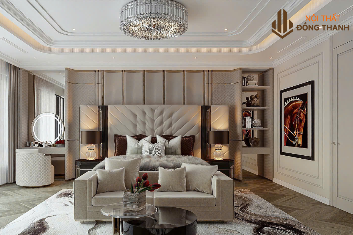 Kết hợp hệ tủ cùng bàn trang điềm đầu giường