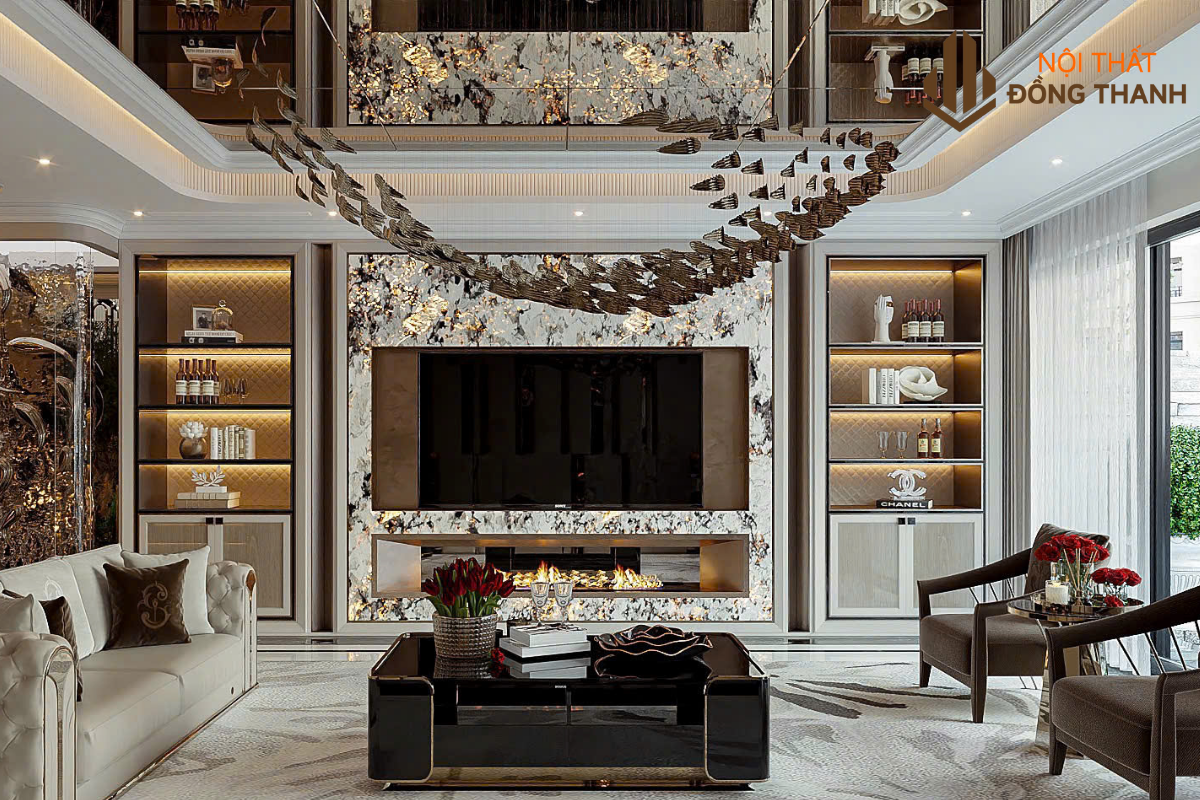 Hệ vách ti vi sang trọng được đầu tư