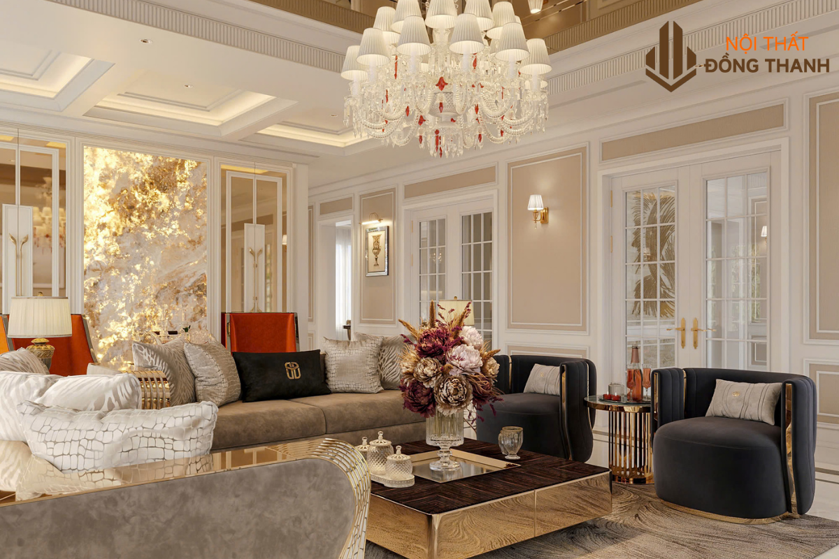 Không gian phòng khách ấm cúng và cổ điển