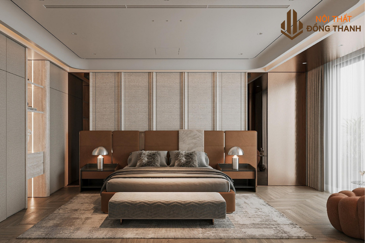 Không gian phòng ngủ tối giản với ô kính rộng lấy sáng