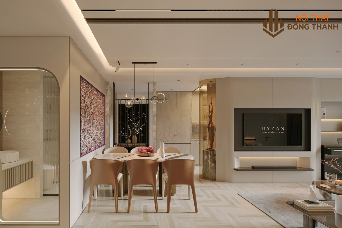 Bàn ăn sang trọng, 6 ghế đủ cho gia đình sử dụng và tiếp khách khi cần