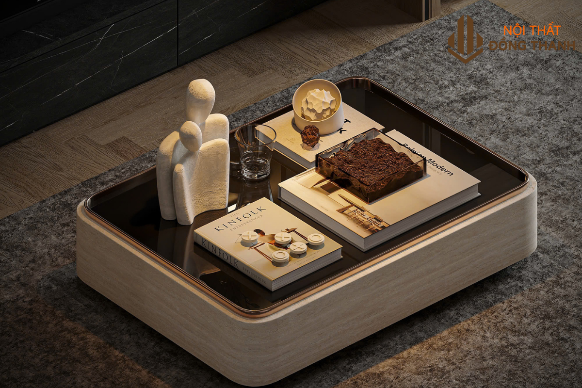 Sofa kết hợp với bàn trà thấp hiện đại