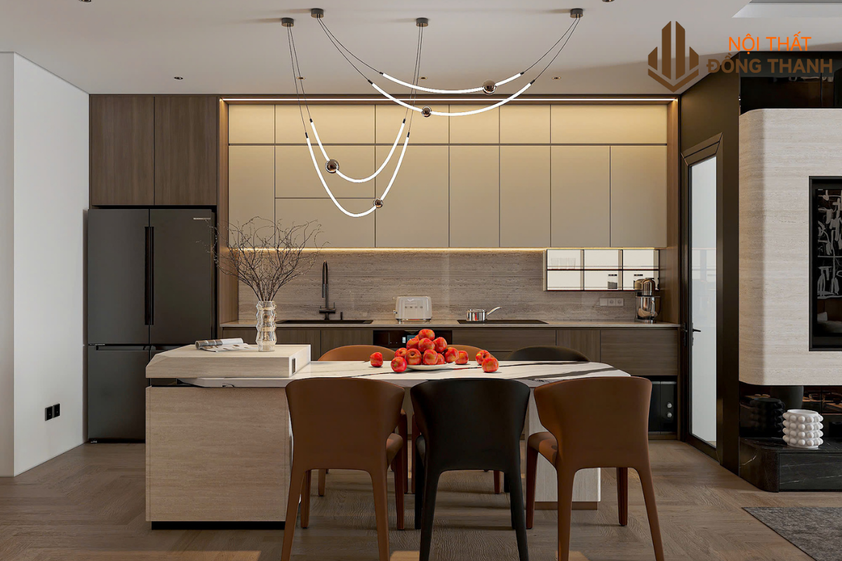 Tủ bếp chữ I gọn gàng, đầy đủ công năng