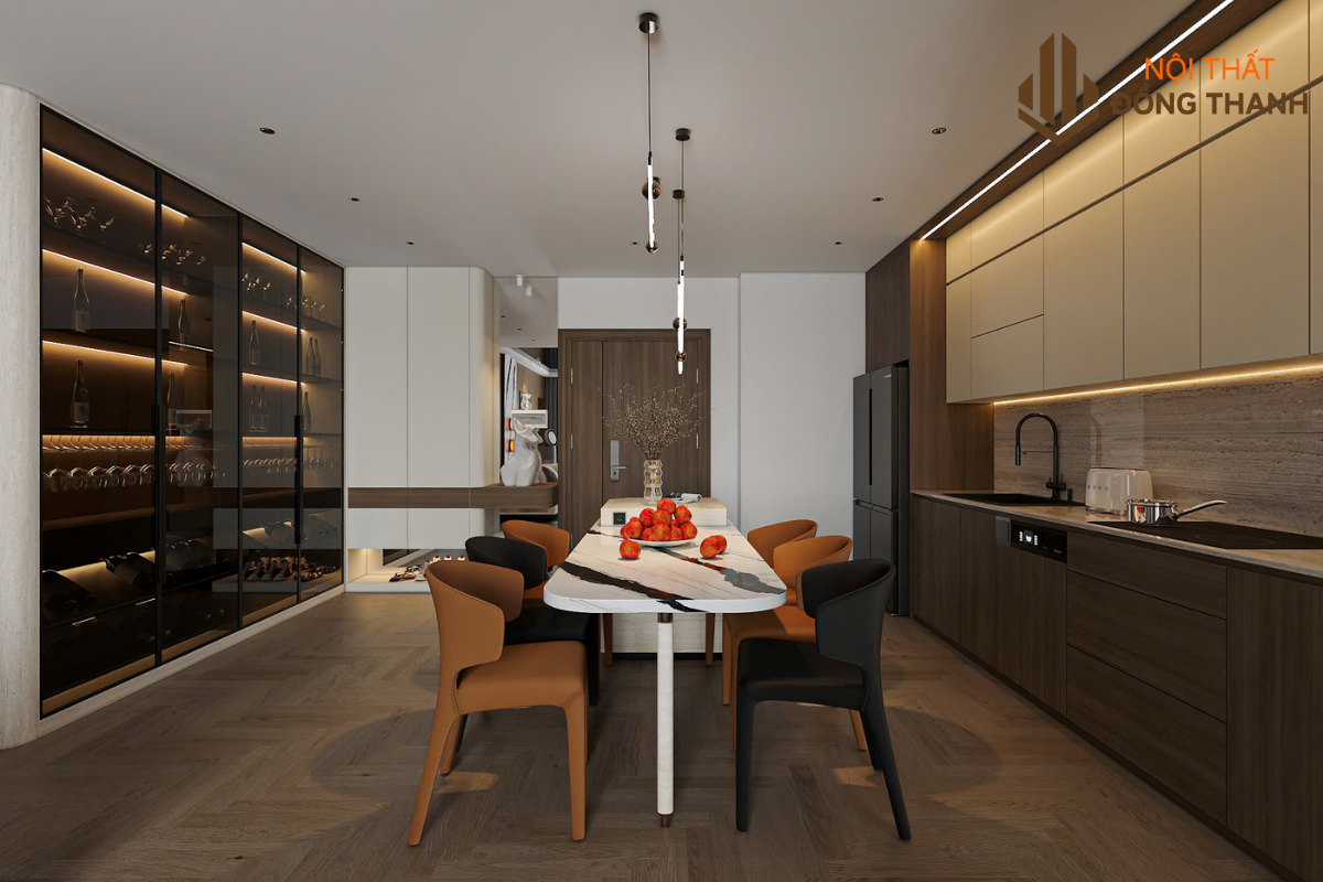 Phòng bếp được thiết kế theo không gian mở