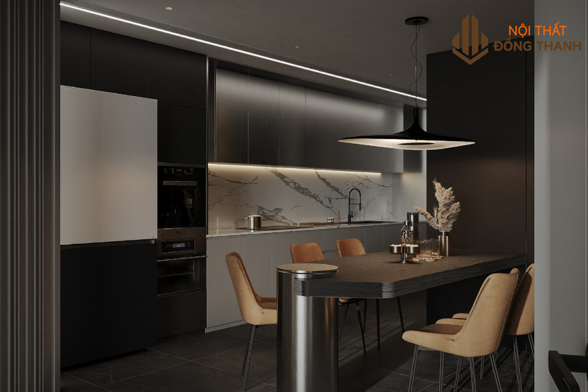 Không gian bếp được thiết kế phù hợp với diện tích