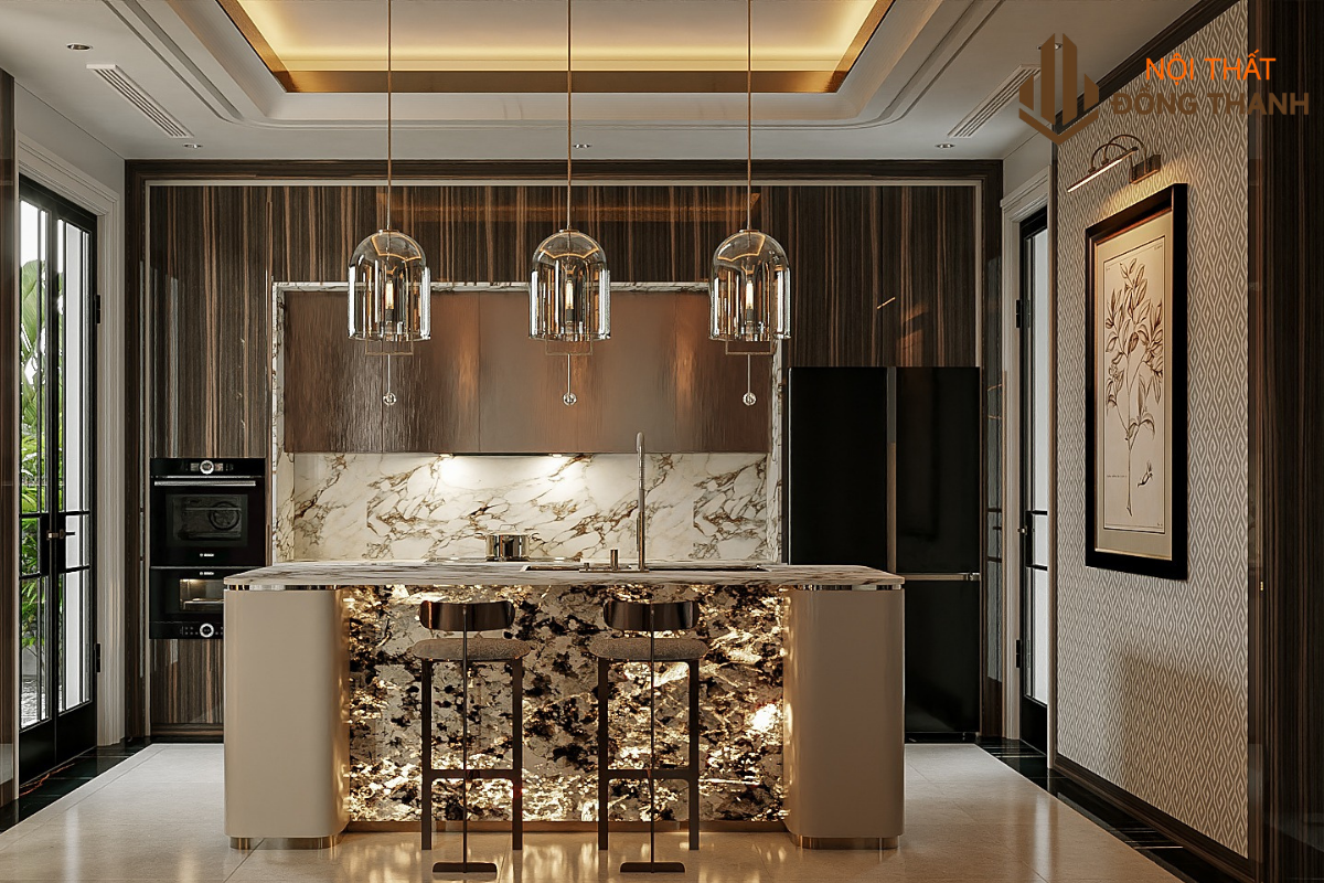 Không gian phòng bếp tinh gọn vẫn đảm bảo tiện nghi