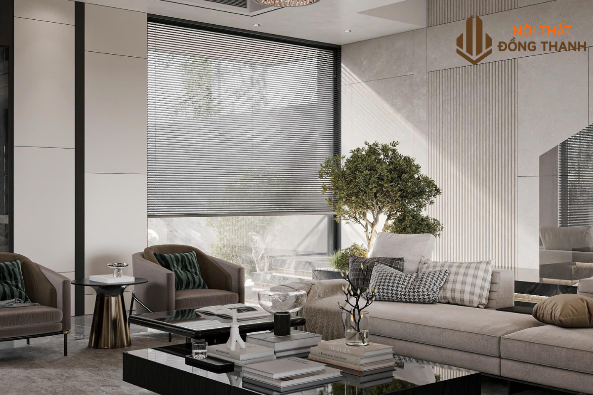 Không gian phòng khách hiện đại kết hợp với nội thất
