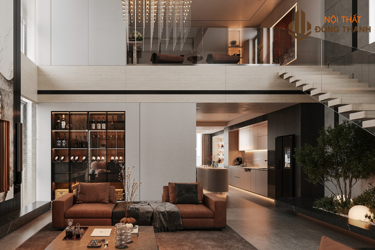 Khu vực trưng bày rượu theo sở thích của gia chủ