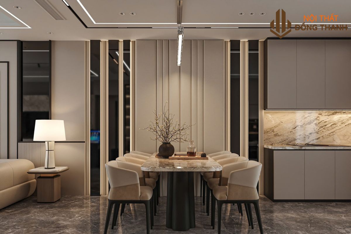 Phòng bếp liền kề với phòng ăn và phòng khách