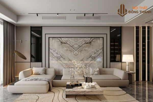 Phòng khách với thiết kế hiện đại, thể hiện sự trang nhã