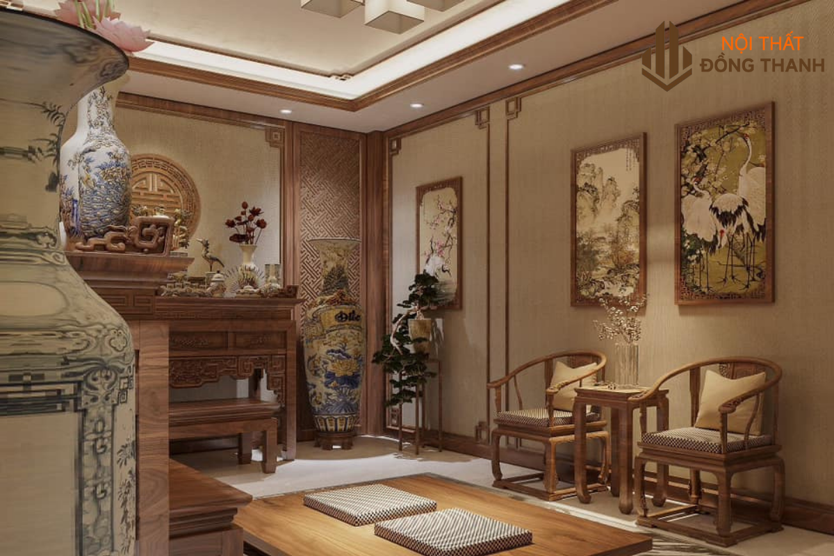 Không gian phòng thờ thanh tịnh và trang nghiêm