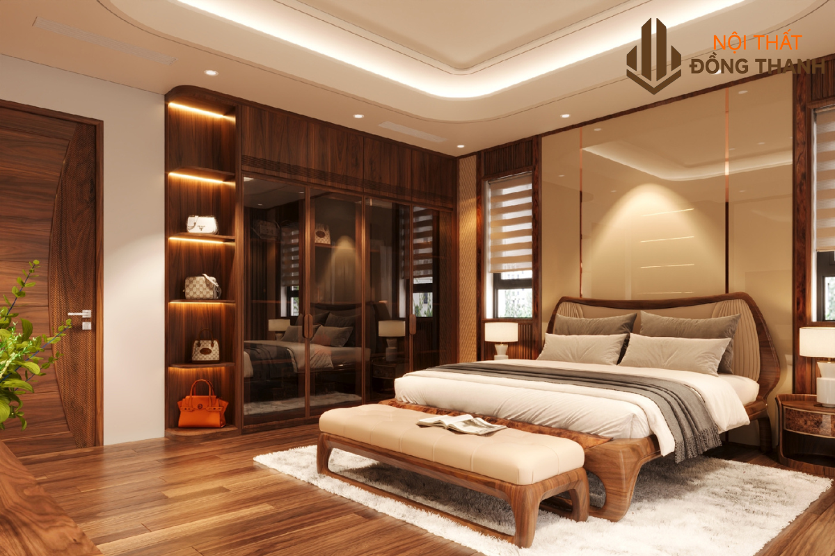 Gỗ đỏ tự nhiên giúp không gian sống nổi bật