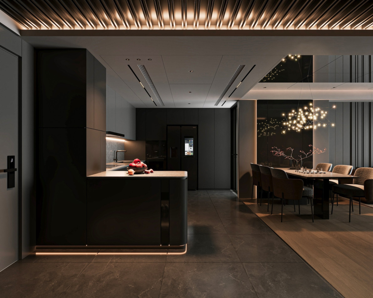 Phòng bếp và phòng ăn tỏa ra không khí ấm áp gia đình