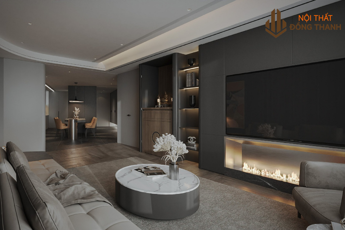 Phòng khách được thiết kế với sang trọng và tinh tế