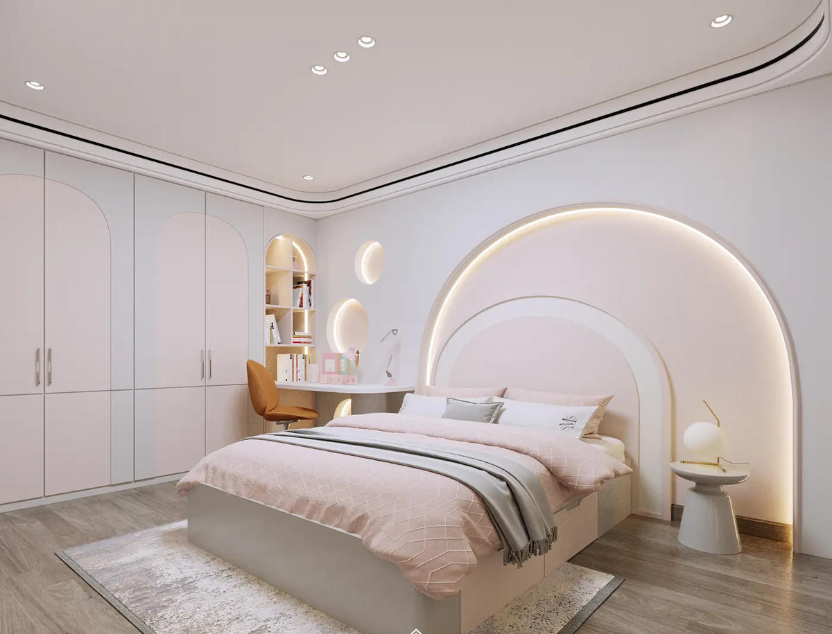 Phòng ngủ nhẹ nhàng, ấm áp