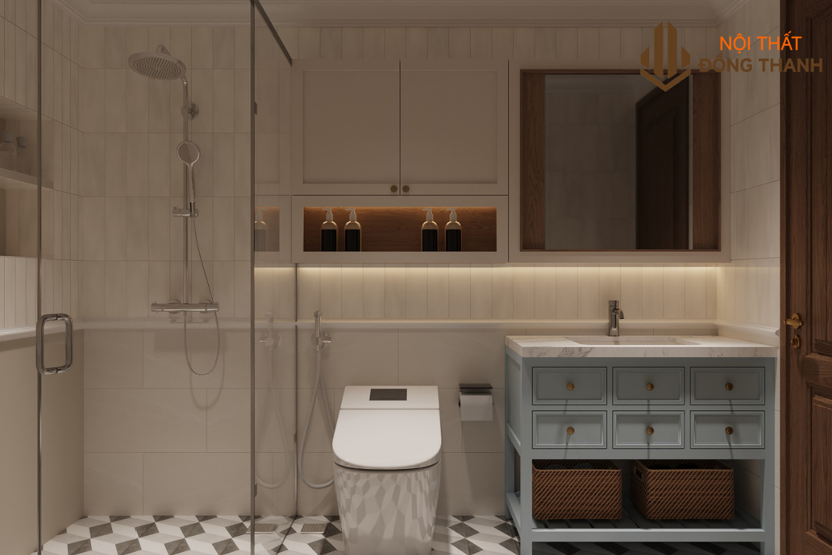 Phòng tắm và vệ sinh thiết kế tối giản, nổi bật