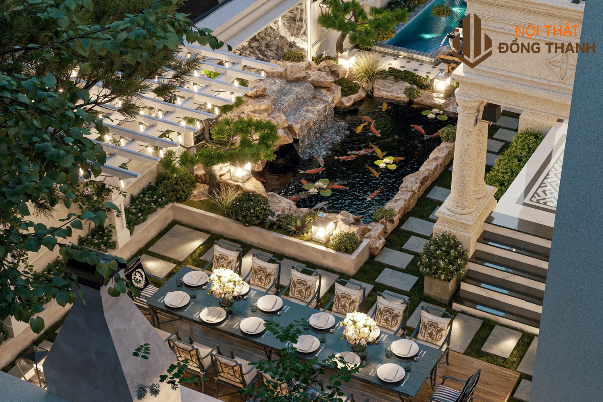 Không gian ngoài trời rộng rãi, thích hợp sinh hoạt chung