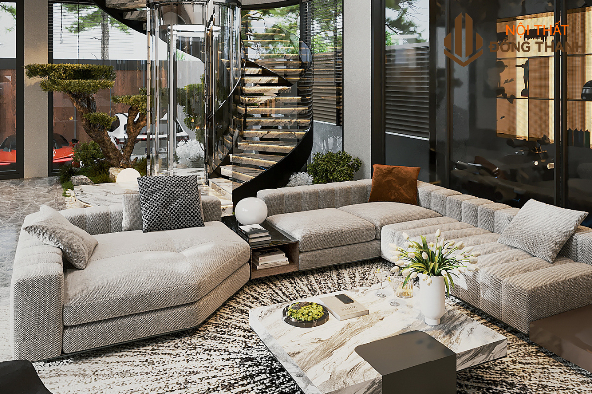 Chất liệu tự nhiên hài hòa và mang lại không gian thoải mái