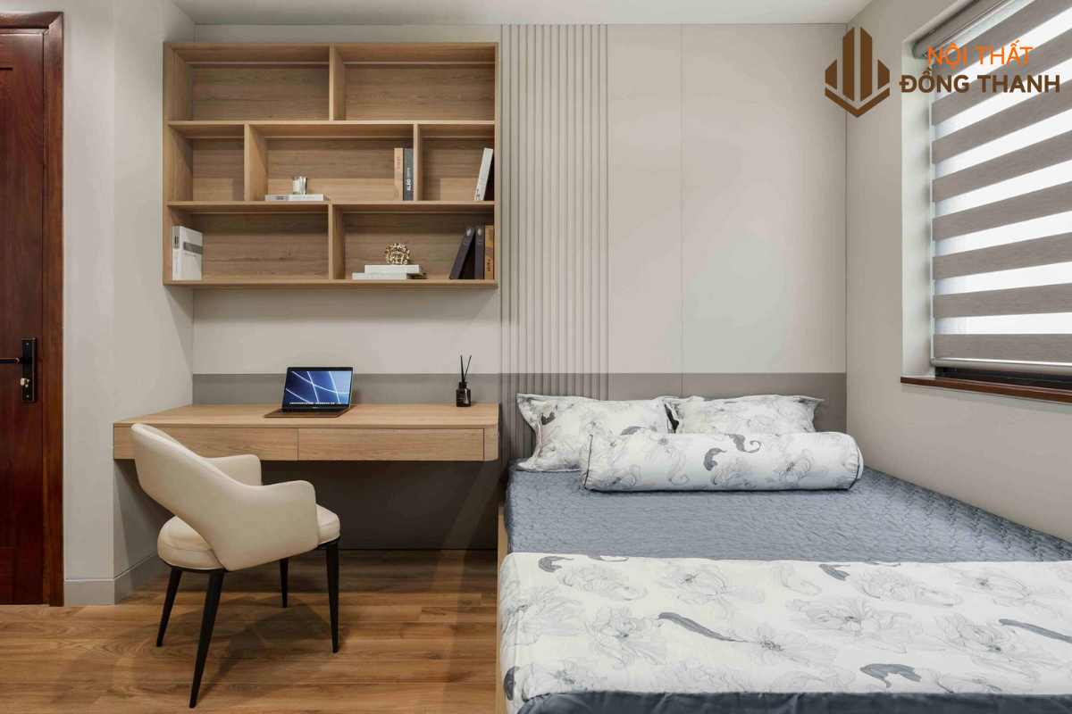 Phòng ngủ được thiết kế đơn giản, tối giản các chi tiết