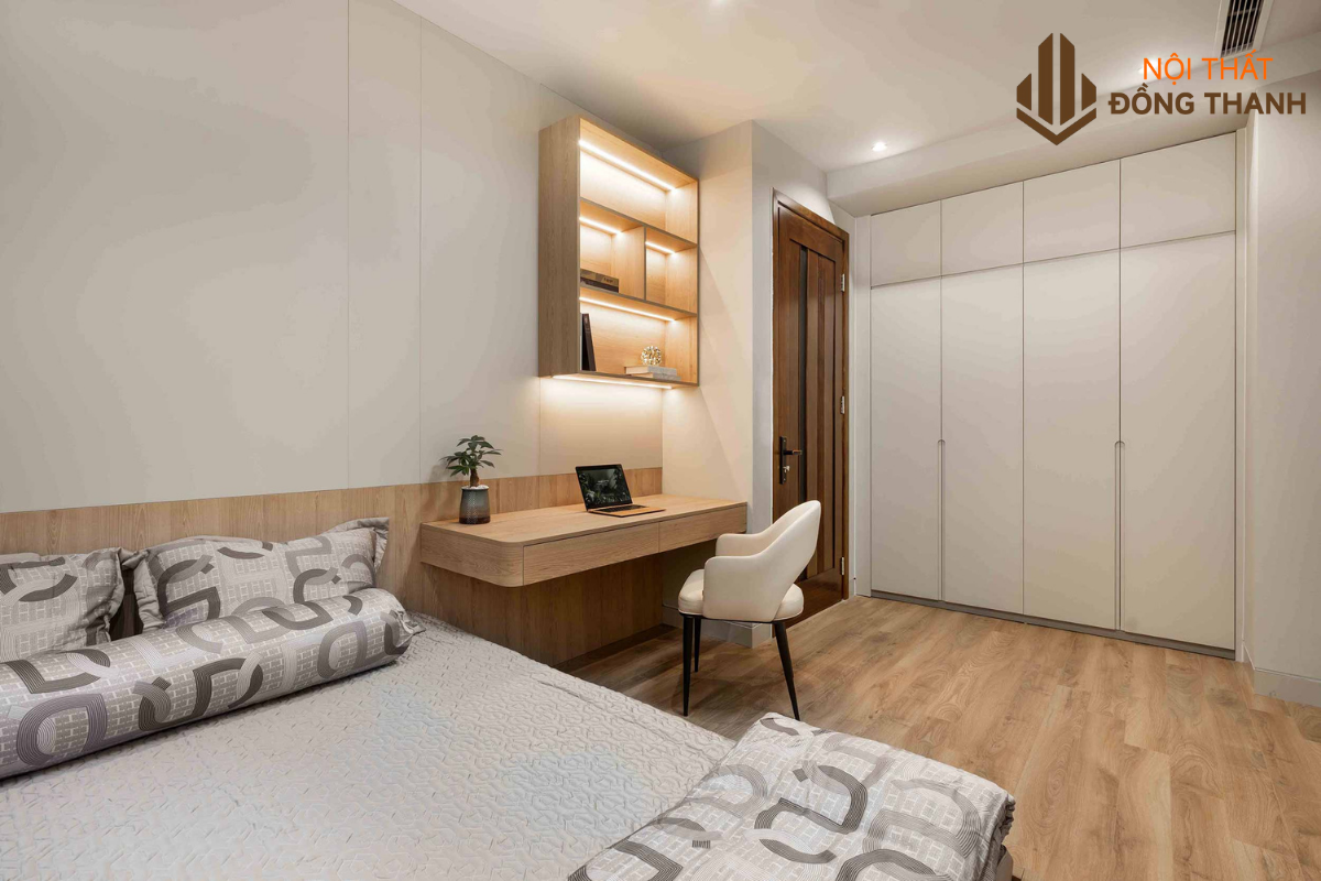 Bàn đầu giường kết hợp với hệ tủ đựng đồ