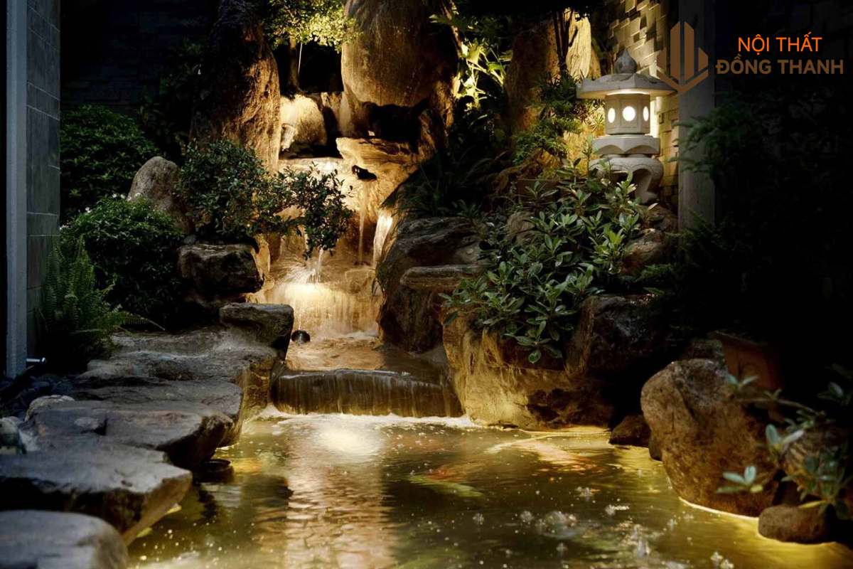 Hệ thống đèn led vào ban đêm cho tiểu cảnh