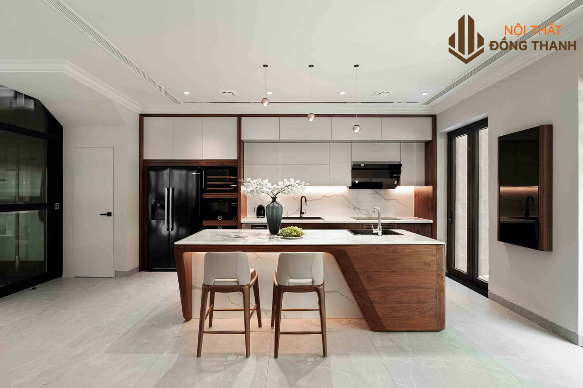 Phòng bếp với tone màu trung tính hiện đại