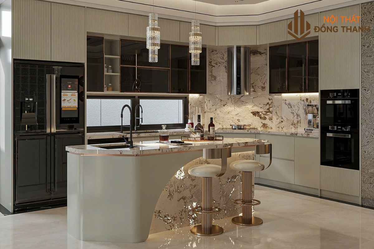 Quầy bar đối diện tủ bếp độc đáo