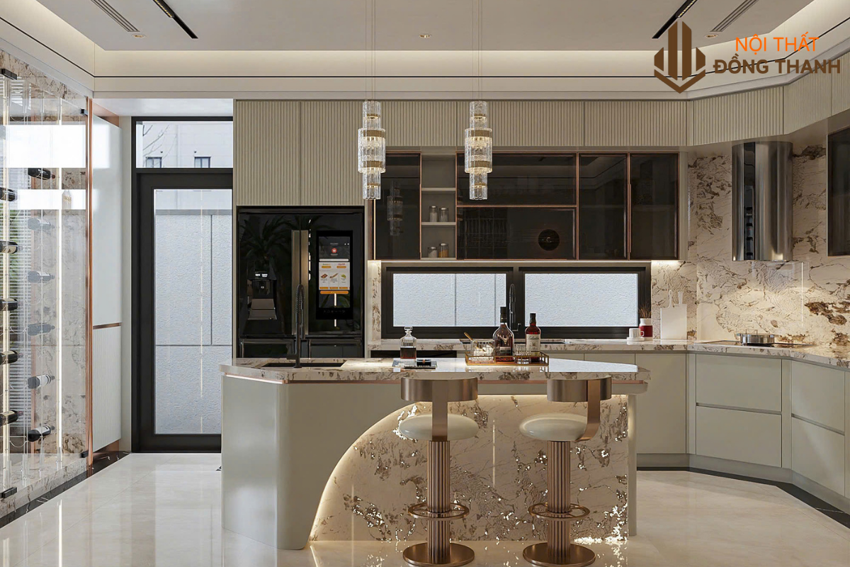 Quầy bar đối diện tủ bếp độc đáo